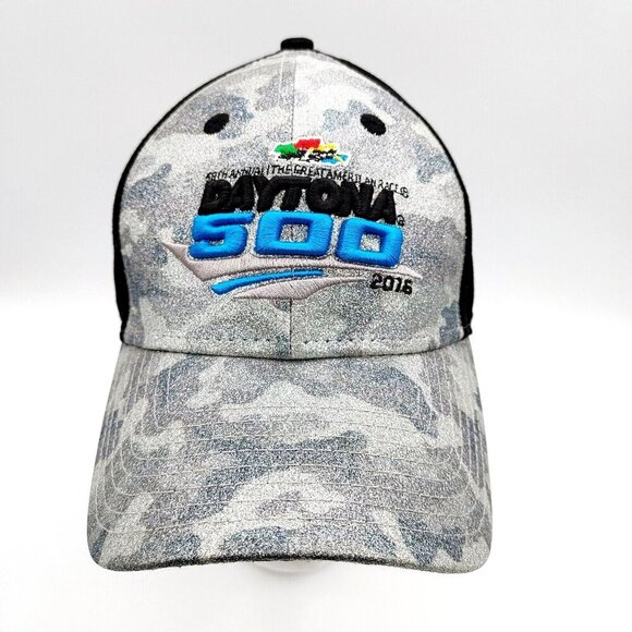 NASCAR Daytona 500 2/21/16 Silver Sparkle Camouflage Black Hat Cap Womens - Picture 2 of 8